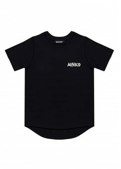Kratka majica Minikid - črna, spredaj